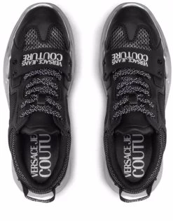 Versace Jeans Black Leather Sneaker -Fashion Menswear Shop 4f6ccf10d51303bb61eded4850f34c18