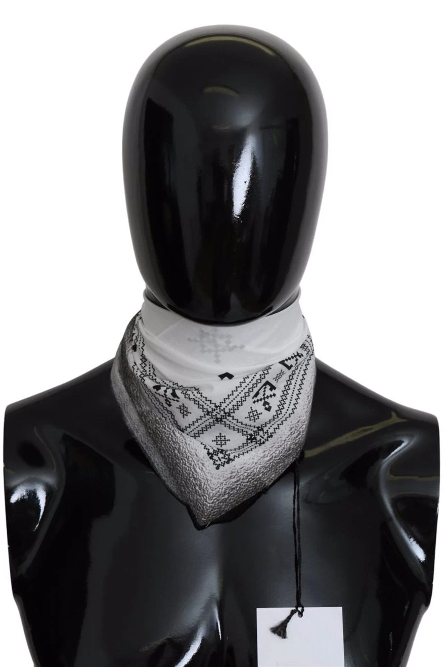 Costume National White Printed Bandana Cotton Scarf