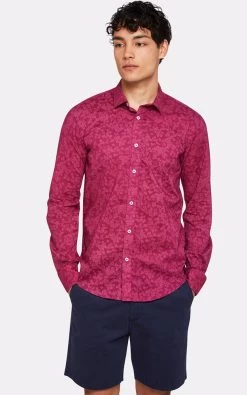 Oxford Men's Kenton Floral Print Shirt - Red