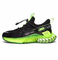 Beakey Trendy Mens Running Sneakers Mesh Comfortable Lightweight Tennis Shoes-BlackF LuorescentGreen