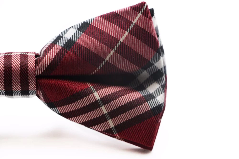 Mens Red Plaid Patterned Bow Tie 3 Mens Red Plaid Patterned Bow Tie - Image 3