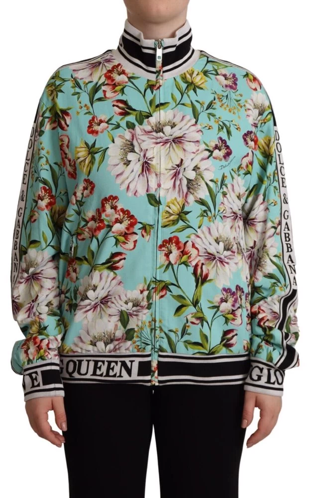 Women Dolce & Gabbana Green Floral Print Zipped Cardigan Sweater 1 Women Dolce & Gabbana Green Floral Print Zipped Cardigan Sweater