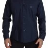 Roberto Cavalli Navy Blue Cotton Dress Formal Shirt