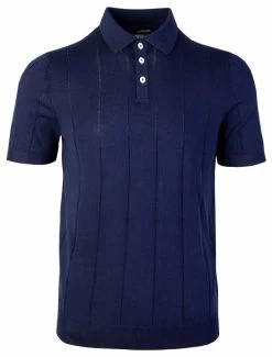 Lardini Navy Blue Cotton Short Sleeves Polo Shirt