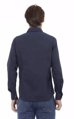 Baldinini Trend Blue Cotton Shirt -Fashion Menswear Shop 5685491514d48346b2784580ca49442b