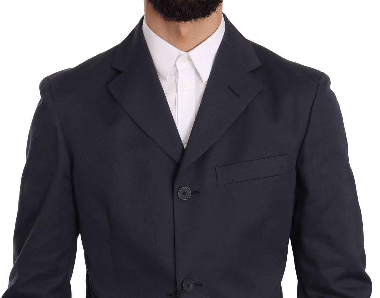 Romeo Gigli Two Piece 3 Button Cotton Blue Solid Suit 3 Romeo Gigli Two Piece 3 Button Cotton Blue Solid Suit - Image 3