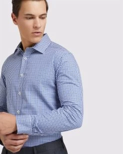 Oxford Men's Beckton Checked Shirt - Navy -Fashion Menswear Shop 56dde92351394cc708a125ae0ed2d5e3