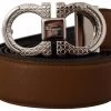 Salvatore Ferragamo Brown And Black Calf Leather Reversible Belt