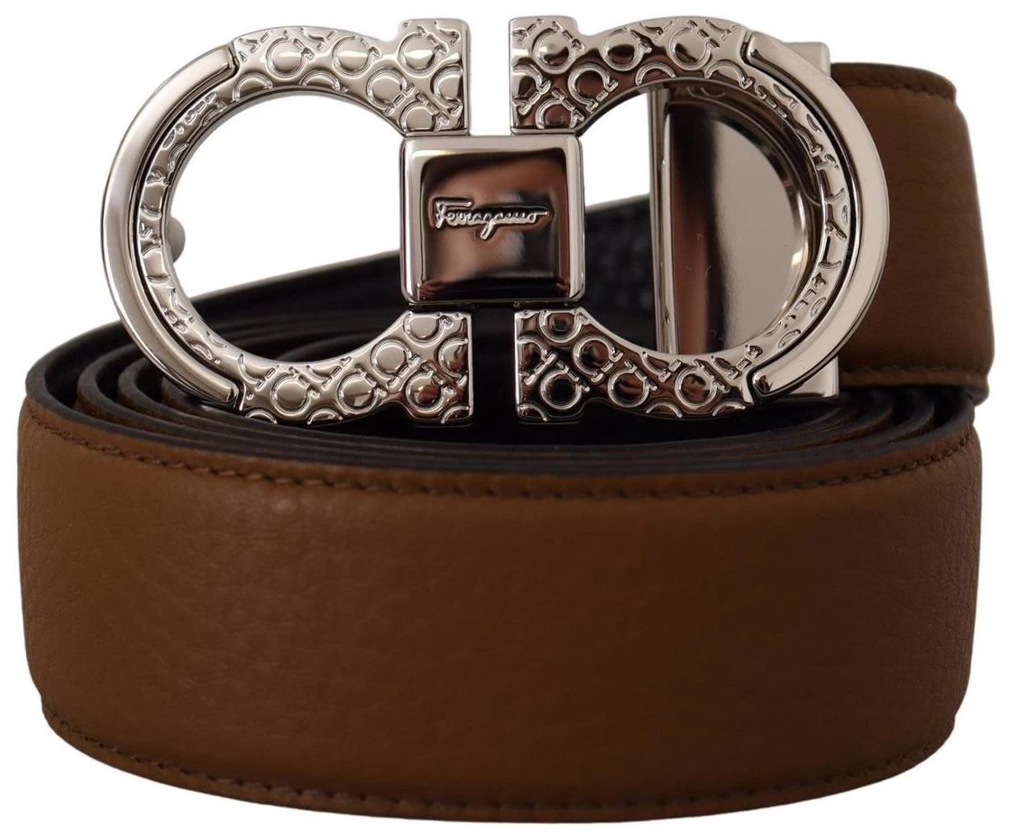 Salvatore Ferragamo Brown And Black Calf Leather Reversible Belt 1 Salvatore Ferragamo Brown And Black Calf Leather Reversible Belt