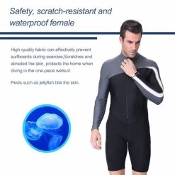 One-Piece Sunscreen Quick-drying Long-sleeved Swimsuit Swimming Trunks For Men-LS606B-Blue -Fashion Menswear Shop 59ec21d7927eee746f4c935f35218d85