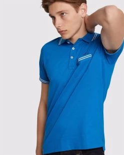 Oxford Men's Nickson Tipping Jersey Polo - Blue -Fashion Menswear Shop 59ed2a6633f68e182a7272bb97db36e5