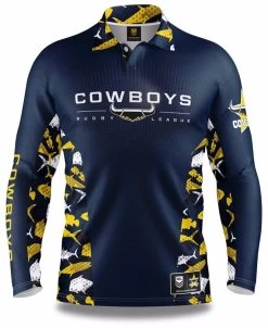 NRL Long Sleeve Reef Runner Fishing Polo Shirt - North Queensland Cowboys YOUTH