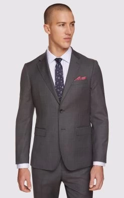 Oxford Men's Byron Wool Stretch Checked Jacket - Charcoal