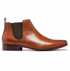 Julius Marlow Men's Kick Chelsea Work Leather Boots Shoes - Cognac
