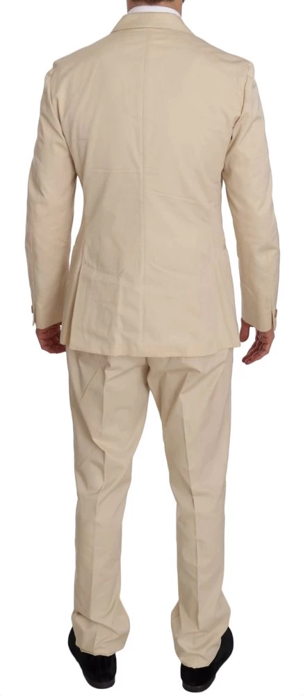 Romeo Gigli Two Piece 3 Button Beige Cotton Solid Suit 2 Romeo Gigli Two Piece 3 Button Beige Cotton Solid Suit - Image 2