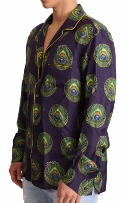 Dolce & Gabbana Dolce Gabbana Purple Green Logo Silk Mens Top Shirt 7 Dolce & Gabbana Dolce Gabbana Purple Green Logo Silk Mens Top Shirt -Fashion Menswear Shop 5ebc75a11cb156c5d7fa84cf0714b295