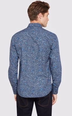 Oxford Men's Kenton Printed Luxury Shirt - Navy 10 Oxford Men's Kenton Printed Luxury Shirt - Navy -Fashion Menswear Shop 5f3307e740f7f2dfd9b047f8aef44c18