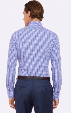 Oxford Men's Beckton Mini Square Shirt - Purple -Fashion Menswear Shop 5f74678778d4cc79d7d14128a4590f31