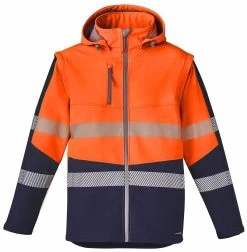 Syzmik Unisex 2 In 1 Stretch Softshell Taped Jacket - Orange/Navy -Fashion Menswear Shop 62564a667535272baae100f5222c21fa