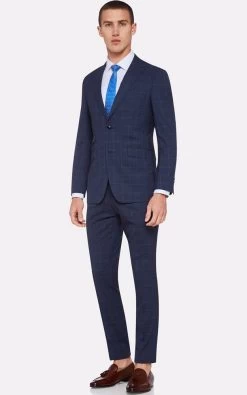 Oxford Men's Hopkins Peak Lapel Wool Suit Jacket - Blue -Fashion Menswear Shop 626559110f1c24dc525e8f624eb06faa