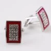 Mens Red Rectangle With Diamante Inner Cufflinks