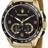 Maserati Traguardo Chronograph Gold Tone Stainless Steel Black Dial Quartz R8873612010 100M Men's Wa
