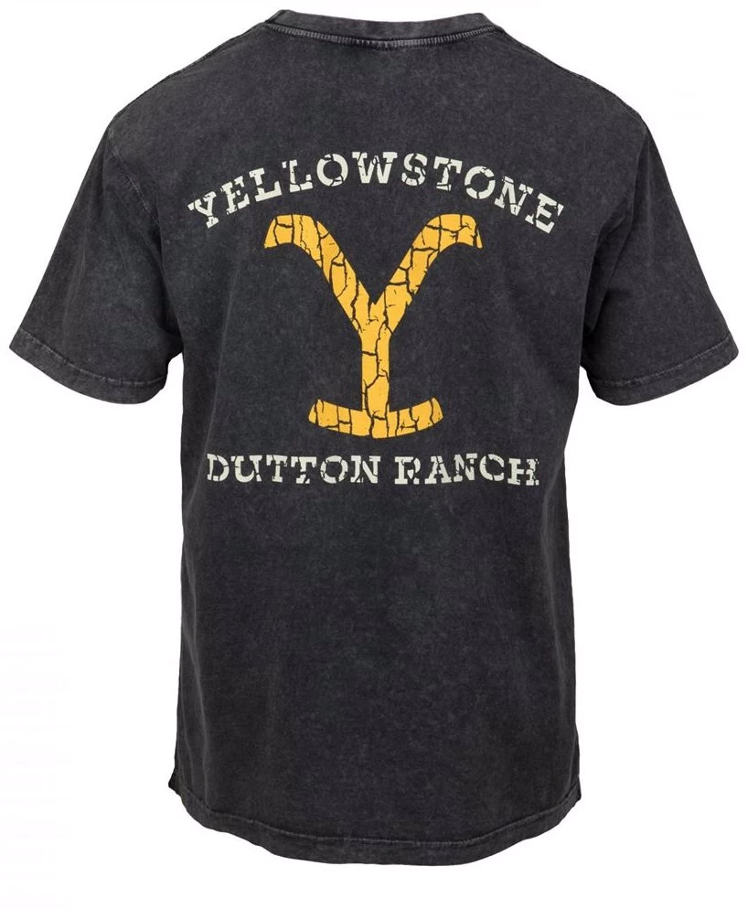 Yellowstone Dutton Ranch Distressed Logo Grey Front And Back T-Shirt 3 Yellowstone Dutton Ranch Distressed Logo Grey Front And Back T-Shirt - Image 3