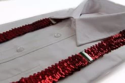 Adjustable 100Cm Red Mens & Womens Sequin Suspenders