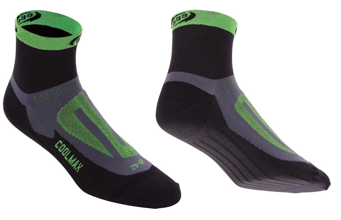 Bbb-Cycling ErgoFeet Socks BSO-04 - Black/Green 1 Bbb-Cycling ErgoFeet Socks BSO-04 - Black/Green