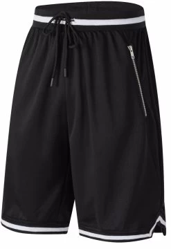 Men's Mesh Basketball Running Shorts Breathable Sports Jogging Sweat Track Pants - Black