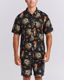 Mens The Mad Hueys Loose In Paradise Woven Shirt - VINTAGE BLACK