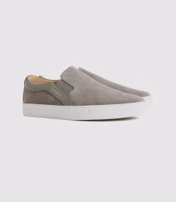 Reiss Men's Weston Suede Slip On Trainers - Grey -Fashion Menswear Shop 676dbfdc 6974 426a 8754 9d9455040daa
