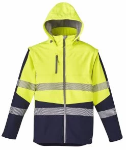 Syzmik Unisex 2 In 1 Stretch Softshell Taped Jacket - Orange/Navy -Fashion Menswear Shop 67c7a1825b80074f0e2de86eacd8a427