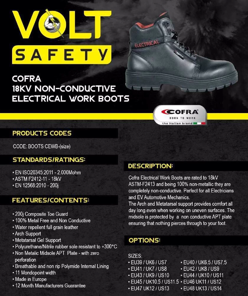 Volt Insulated Work Boots 18kV Black Lace Up 2 Volt Insulated Work Boots 18kV Black Lace Up - Image 2