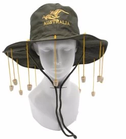 New Aussie OZ Cork Hat Australian Souvenir Adult Crocodile Dundee Costume - Dark Green W Gold Embroi
