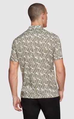Oxford Men's Putney Printed Short Sleeve Shirt - Green -Fashion Menswear Shop 69779a978e18c806ed2bafc197e13492