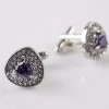 Mens Silver Reuleaux Triangle Purple Diamond Cufflinks