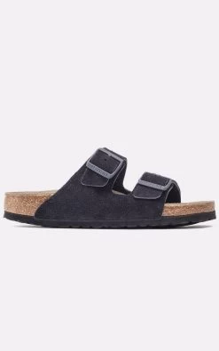 Birkenstock Arizona Suede Leather Midnight Soft Footbed Sandals - Blue