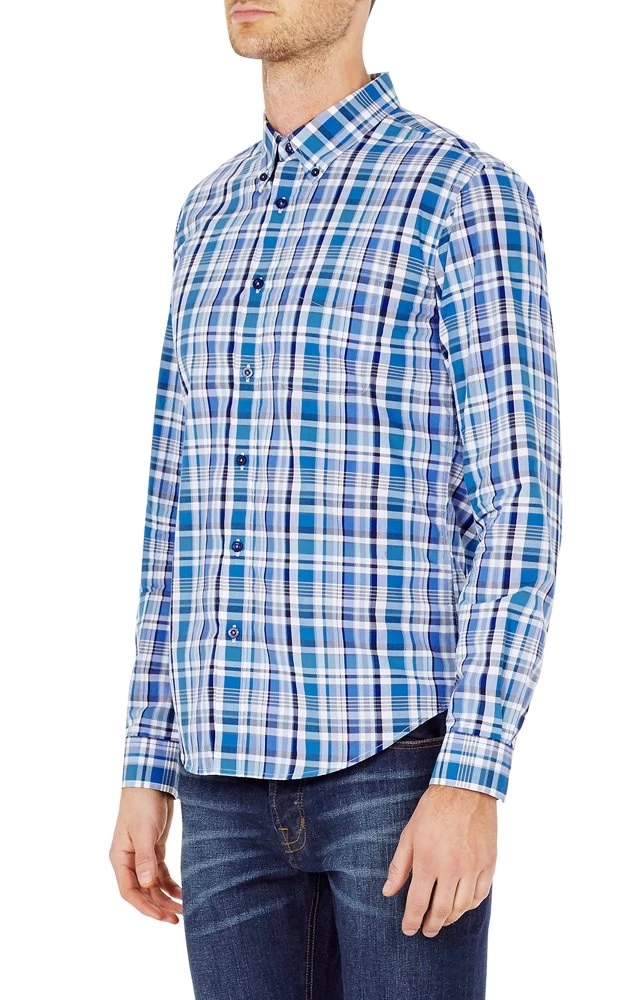 Oxford Men's Uxbridge Check Shirt - Blue/Sky 3 Oxford Men's Uxbridge Check Shirt - Blue/Sky - Image 3