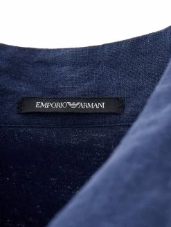 Emporio Armani Relaxed Fit Jacket Shirt In Blue Linen -Fashion Menswear Shop 6d9e3b5b4f17b602ee4db2464af0715c