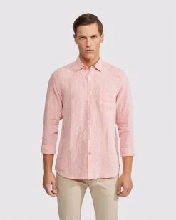 Oxford Men's Holloway Pure Linen Shirt - Orange -Fashion Menswear Shop 6f7e125cdc1b993c8ae3fb9458e782f2