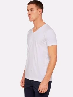 Oxford Men's Peter Stretch V-Neck T-Shirt - White -Fashion Menswear Shop 7140c3cb327d3ad73c33a397512c41dc