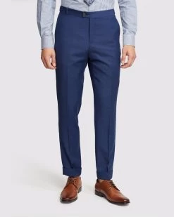 Oxford Men's Byron Folded Cuff Wool Suit Trousers - Blue