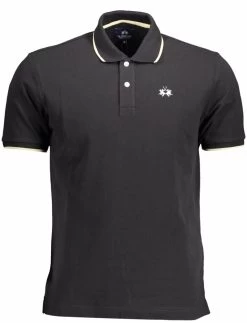La Martina Black Cotton Polo Shirt