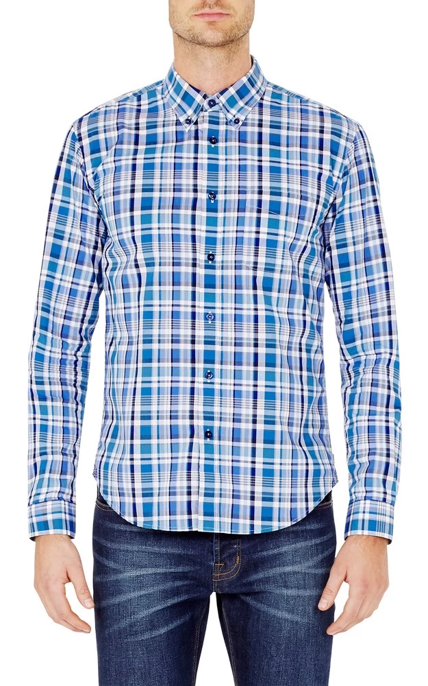 Oxford Men's Uxbridge Check Shirt - Blue/Sky 2 Oxford Men's Uxbridge Check Shirt - Blue/Sky - Image 2