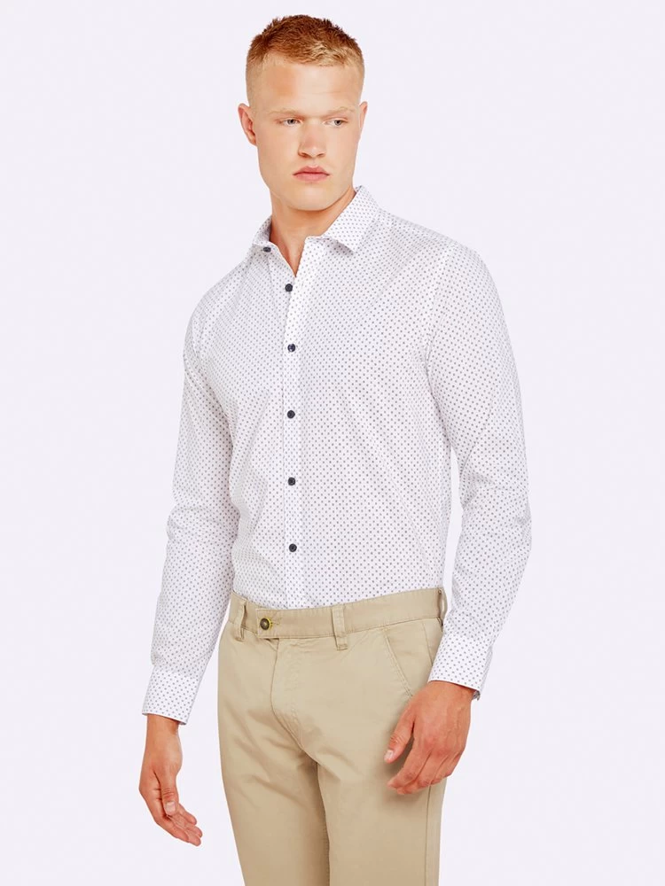 Oxford Men's Kenton Printed Shirt Navy / - Navy/Red 3 Oxford Men's Kenton Printed Shirt Navy / - Navy/Red - Image 3