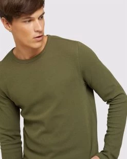 Oxford Men's Albert Waffle Crew Neck Long Sleeve - Green 9 Oxford Men's Albert Waffle Crew Neck Long Sleeve - Green -Fashion Menswear Shop 756f92842a2910c34566667ff35697e2