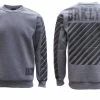 New Unisex Pullover Fleece Lined Jumper Mens Long Sleeve Crew Neck Sweater White - Grey