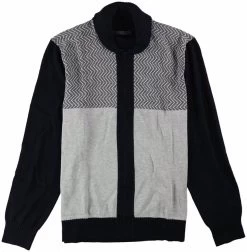 Sean John Mens Zig-Zag Colorblocked Cardigan Sweater, Blue