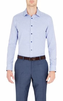 Oxford Men's Beckton Dobby Check Shirt - Blue 7 Oxford Men's Beckton Dobby Check Shirt - Blue -Fashion Menswear Shop 77015c06d1b8a1c2cfff4f6134700563